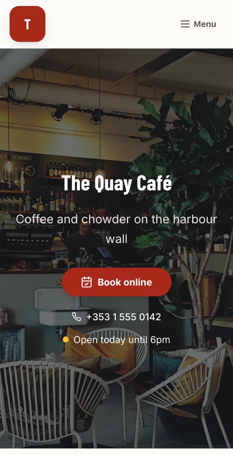 The same site in the Market look: red buttons and a condensed name